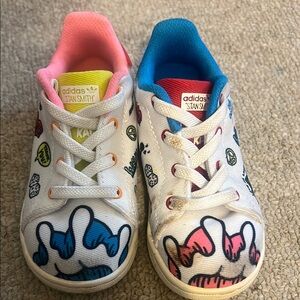 Adidas White and Pink Artistic Sneakers